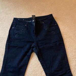 Blue embroidered jeans